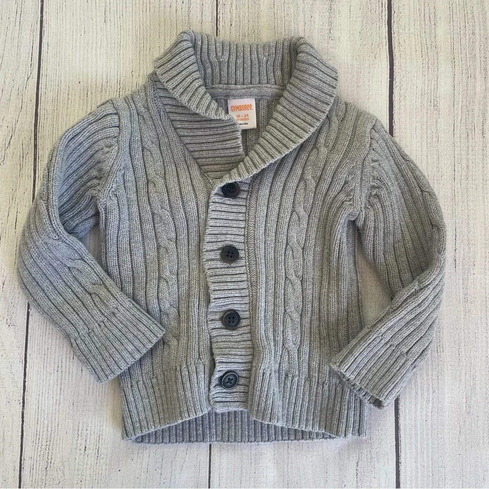 Gymboree Plum Party Grey Cable Knit Sweater Size 18-24 months